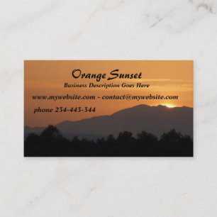 Tarjeta de visita anaranjada de la puesta del sol