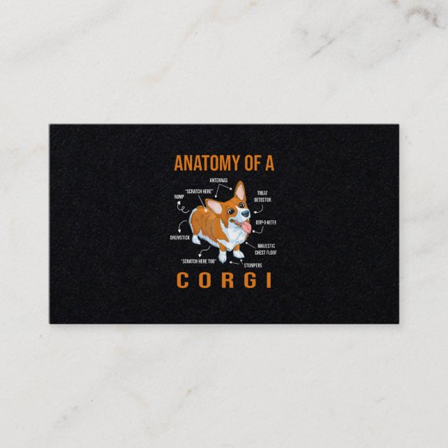 Tarjeta De Visita Anatomía de un perro gracioso de Corgi (Anverso)