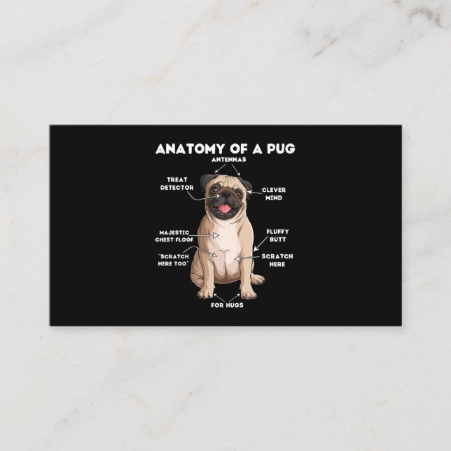 Tarjeta De Visita Anatomía de un Pug (Anverso)