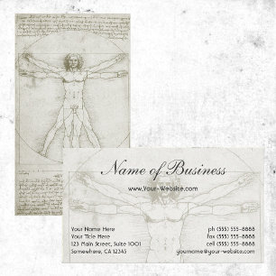 Tarjeta De Visita Anatomía Humana, Hombre de Vitruvio de Leonardo da