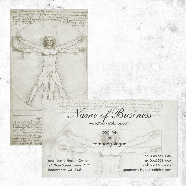 Tarjeta De Visita Anatomía humana, hombre vitruviano de Leonardo da  (Subido por el creador)