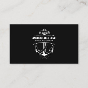 Tarjeta De Visita Ancla de barco náutica negra lisa