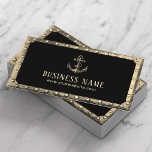 Tarjeta De Visita Ancla de oro de vintage Metalizado enmarcado negro<br><div class="desc">Anclaje de Barco de Oro Vintage Metalizado Cartas de Negocio Enmarcadas.</div>