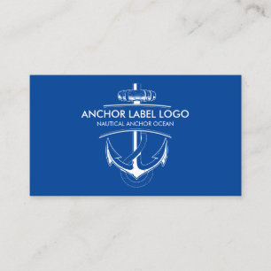 Tarjeta De Visita Ancla náutica moderna azul marino