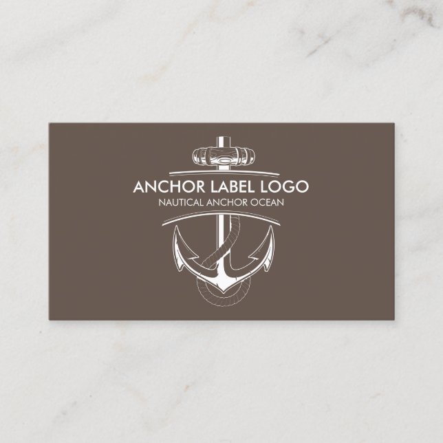Tarjeta De Visita Ancla náutica moderna marrón (Anverso)