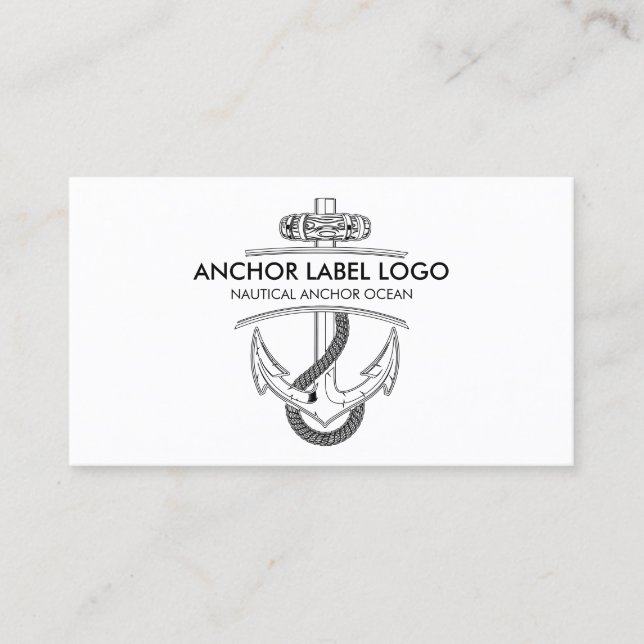Tarjeta De Visita Ancla náutica moderna simple (Anverso)