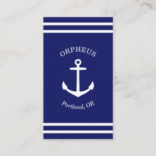 Tarjeta De Visita Ancla personalizado Emblem Nautical (azul)