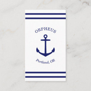 Tarjeta De Visita Ancla personalizado Emblem Nautical (blanco y azul