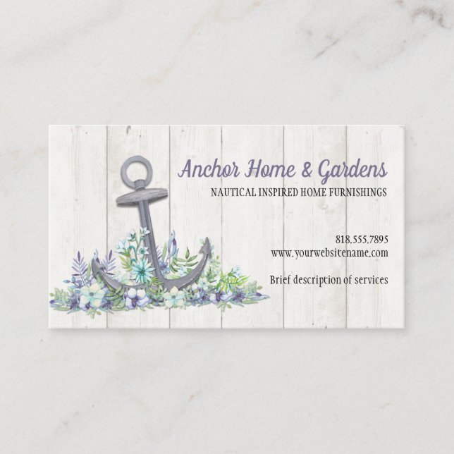 Tarjeta De Visita Anclaje floral nautico (Anverso)