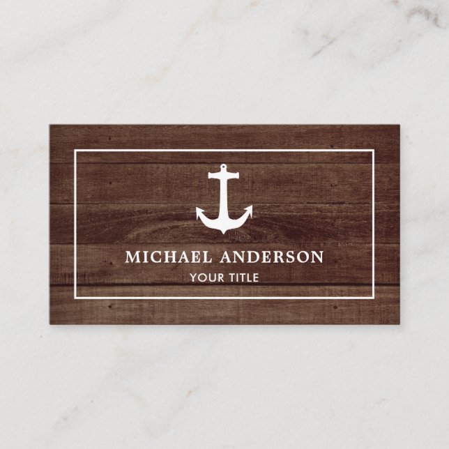 Tarjeta De Visita Anclaje Náutico Blanco De Madera Rusa (Anverso)