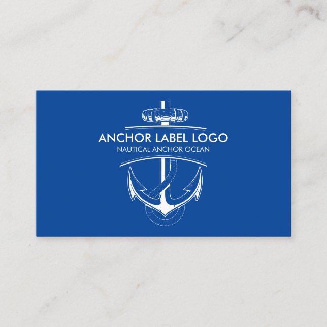 Tarjeta De Visita Anclaje náutico moderno azul de la Marina (Anverso)