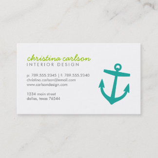 Tarjeta De Visita Anclaje nautico verde azulado y franjas