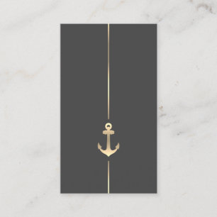 Tarjeta De Visita Anclor Minimalista de oro nautico