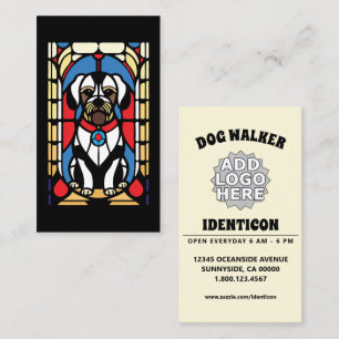 Tarjeta De Visita andador de perro de vidrio manchado