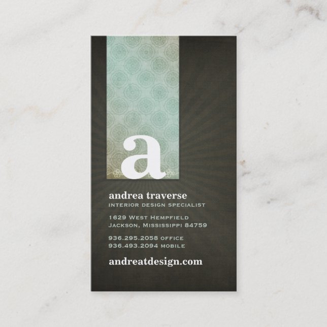Tarjeta De Visita Andrea Monogram Business Card (Anverso)