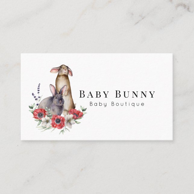 Tarjeta De Visita Anemone Bunnies Baby Boutique Social Media Buses (Anverso)