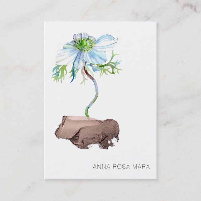 Tarjeta De Visita *~* Anemone Floral White Rose Gold Código QR Empre (Anverso)