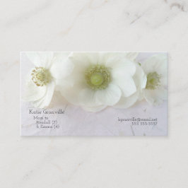 Tarjeta De Visita Anemones blancos sobre textura