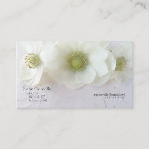 Tarjeta De Visita Anémones blancos sobre textura
