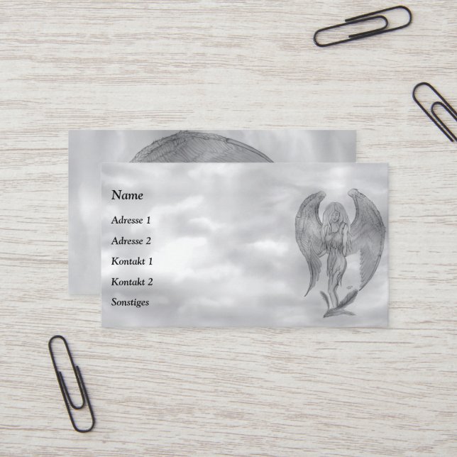 Tarjeta De Visita Ángel al estilo tatuaje (Anverso/Reverso In Situ)