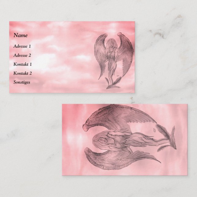 Tarjeta De Visita Ángel al estilo tatuaje (Anverso / Reverso)
