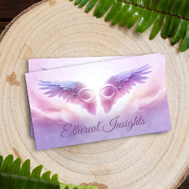 Tarjeta De Visita Ángel alas y símbolo de infinito - pastel suave