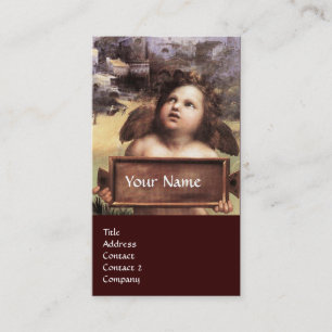 Tarjeta De Visita ANGEL Cherub Winged Monograma zafiro azul negro