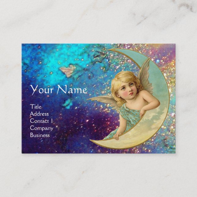 TARJETA DE VISITA ÁNGEL DE LA LUNA EN GOLPE AZUL AMARILLO (Anverso)