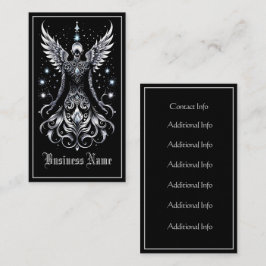 Tarjeta De Visita Ángel de tatuaje negro y plateado