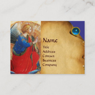 TARJETA DE VISITA ANGEL EN ORO ROJO Y AZUL