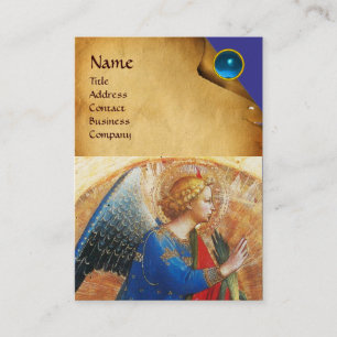 TARJETA DE VISITA ANGEL EN ORO ROJO Y AZUL