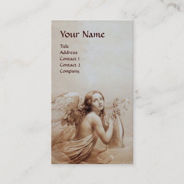 Tarjeta De Visita ANGEL JUGANDO LYRA SOBRE EL Monograma DE LAS NUBES (Anverso)