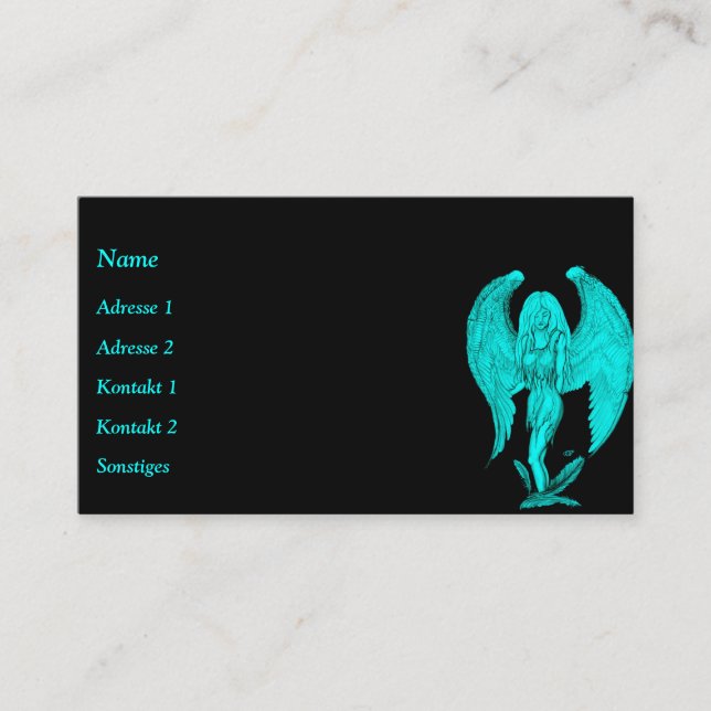 Tarjeta De Visita Ángel , Lápiz Art , diseño negro verde (Anverso)