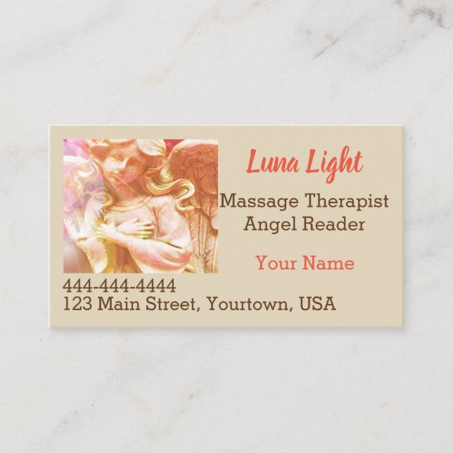 Tarjeta De Visita Angel Massage Psiquic Wellness Heart Holistic (Anverso)