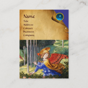 Tarjeta De Visita Ángel reuniendo flores en un paisaje celestial