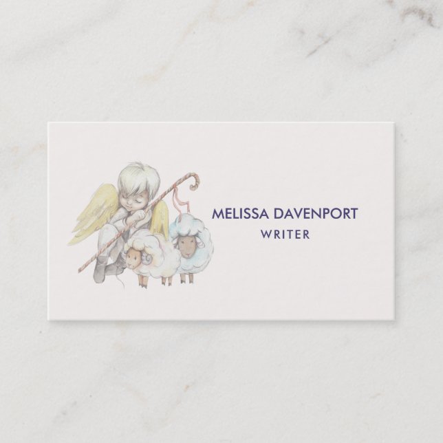 Tarjeta De Visita Angel Shepherd con Pastoral de ambs (Anverso)