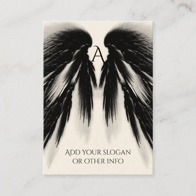 Tarjeta De Visita ANGEL WINGS Black Gray Monograma (Anverso)