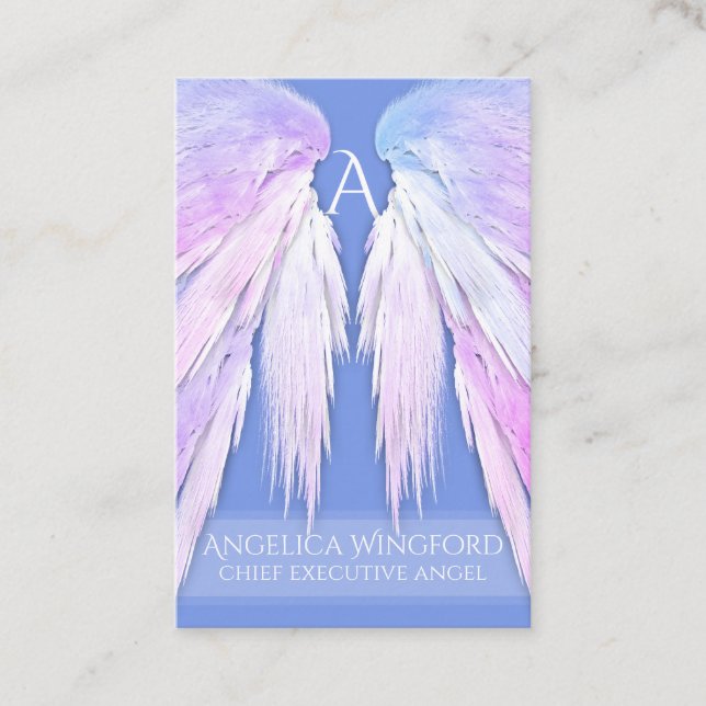 Tarjeta De Visita Angel Wings Dreamy Pink Soft Blue (Anverso)