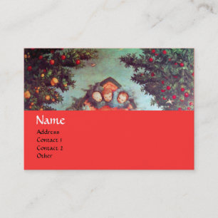 Tarjeta De Visita ANGELES PEQUEÑOS MONOGRAMA azul antiguo rojo amari