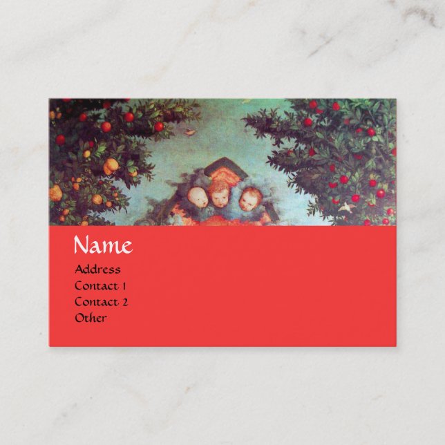 Tarjeta De Visita ANGELES PEQUEÑOS MONOGRAMA azul antiguo rojo amari (Anverso)