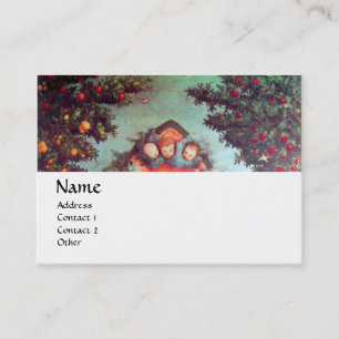 Tarjeta De Visita ANGELES PEQUEÑOS MONOGRAMA blanco rojo azul antigu