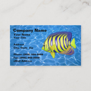 Tarjeta De Visita Angelfish contra el agua azul clara