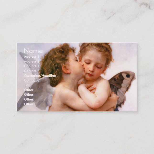 Tarjeta De Visita Angels First Kiss, Bouguereau (Anverso)