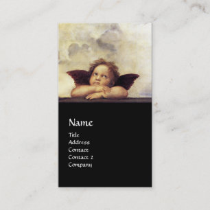 Tarjeta De Visita ANGELS Winged Cherubs Monograma azul zafiro negro