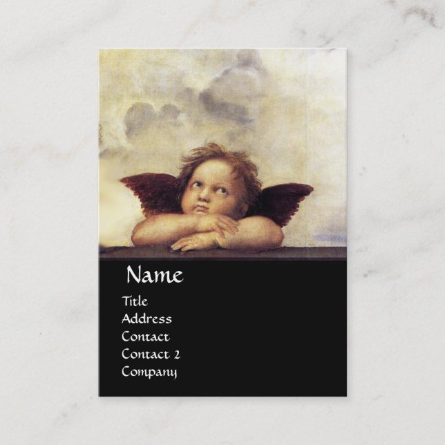 Tarjeta De Visita ANGELS Winged Cherubs, negro (Anverso)