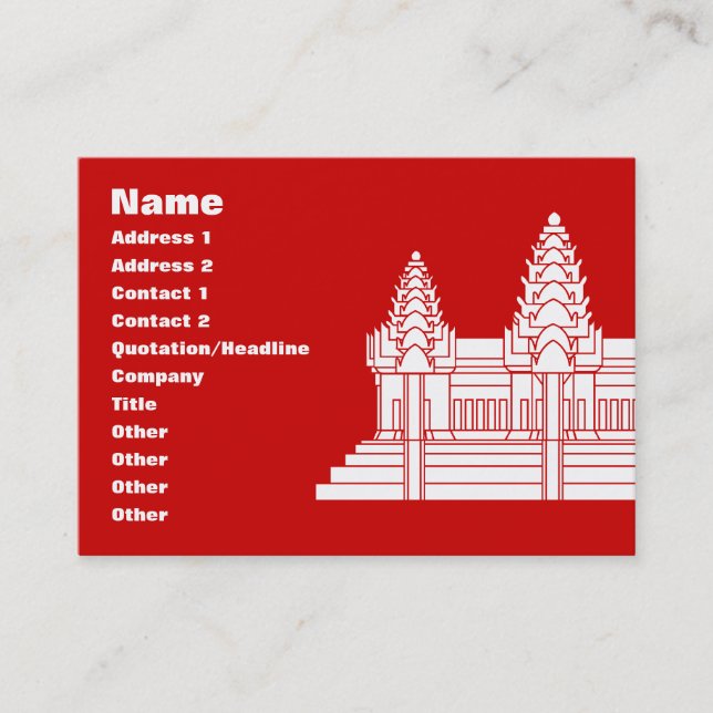 Tarjeta De Visita Angkor Wat Camboyan / Bandera Jemer (Anverso)