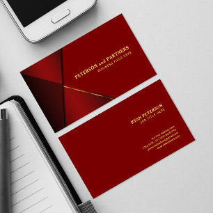Tarjeta De Visita Ángulo rojo con línea dorada Roja