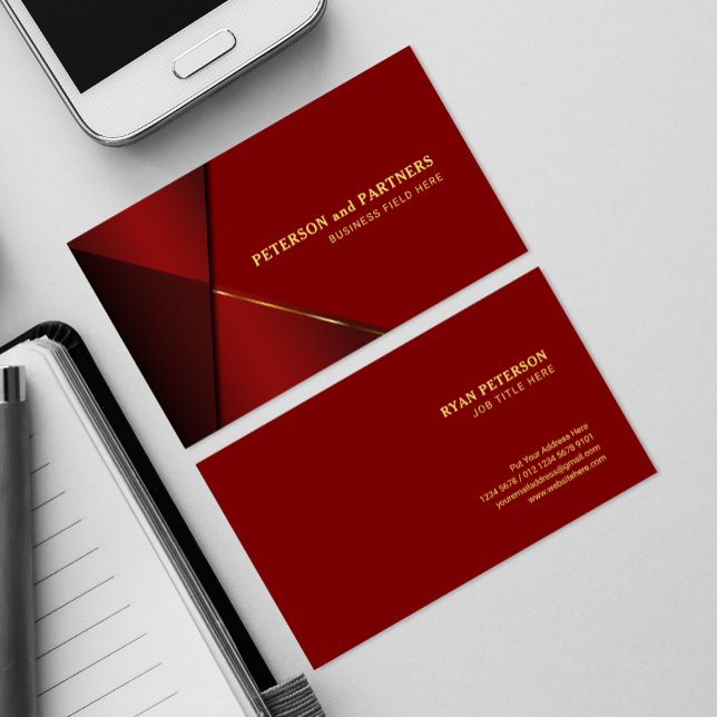 Tarjeta De Visita Ángulo rojo con línea dorada | Roja (Subido por el creador)