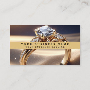Tarjeta De Visita Anillo de diamantes de joyero de oro elegante mode