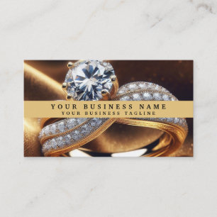 Tarjeta De Visita Anillo de diamantes de joyero de oro elegante mode